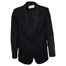 Saint Laurent-Saint Laurent, black pinstripe blazer with beads-Black