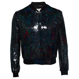 Saint Laurent, 2017 sequin bomber jacket Black Green