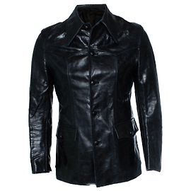 Autre Marque Sankuanz, Black leather distressed jacket Black