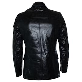 Autre Marque-Sankuanz, Black leather distressed jacket-Black
