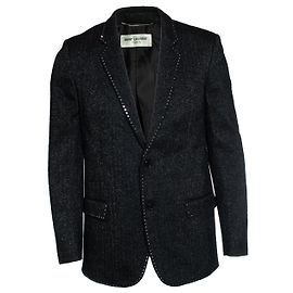 Blazer à bordure brodée de sequins Saint Laurent, 19FW Gris