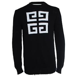 Givenchy-Givenchy, Logo cotton knit sweater-Black