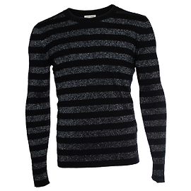 Saint Laurent, pull rayé métallique en noir et argenté Noir Argenté