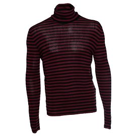 Saint Laurent, Suéter a rayas en negro y burdeos Negro Roja
