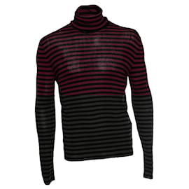 Saint Laurent-Saint Laurent, Striped Pullover in black and burgundy-Black,Red