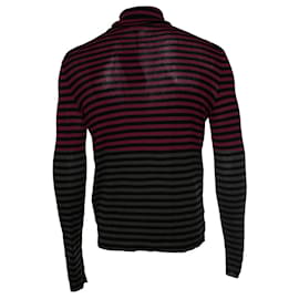 Saint Laurent-Saint Laurent, Striped Pullover in black and burgundy-Black,Red
