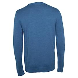Balmain-Balmain, Logo merino knit jumper in blue-Blue