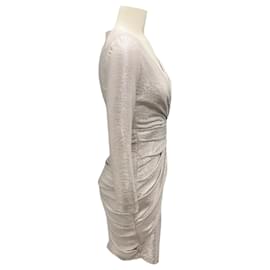 Autre Marque-Talbot Runhof Silver Metallic Shimmer Cocktail Dress-Silvery
