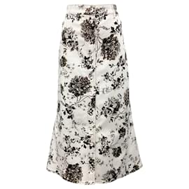 Erdem-Erdem White Victorine Penrose Jouy Denim Printed Denim Midi Pencil Skirt-White