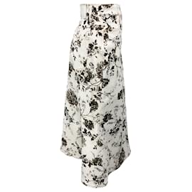 Erdem-Erdem White Victorine Penrose Jouy Denim Printed Denim Midi Pencil Skirt-White