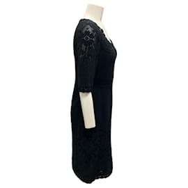 Valentino-Valentino Black Short Sleeved Cotton Lace Dress-Black