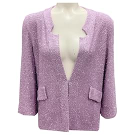 Autre Marque-Amina Rubinacci Lilac Sequined Silk Knit Cardigan Sweater-Purple