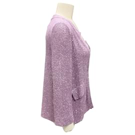 Autre Marque-Amina Rubinacci Lilac Sequined Silk Knit Cardigan Sweater-Purple
