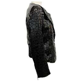 Akris-Akris Black Patent Animal Print Jacket-Black