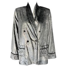 Autre Marque-F.R.S For Restless Sleepers Silver Velvet Blazer-Silvery