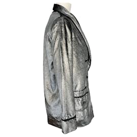 Autre Marque-F.R.S For Restless Sleepers Silver Velvet Blazer-Silvery