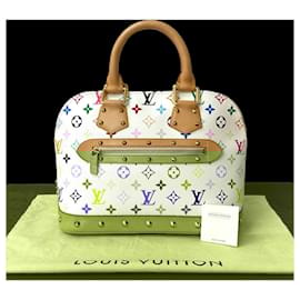 Louis Vuitton-Louis Vuitton Alma Monogram Leather Handbag-White