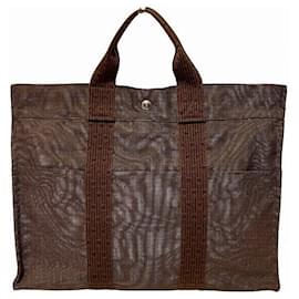 Hermès-Hermes Herline Canvas Tote Bag-Grey