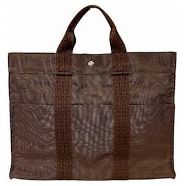 Hermès-Hermes Herline Canvas Tote Bag-Grey