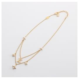 Louis Vuitton-Louis Vuitton LV Floregram Necklace Pearl Necklace-Golden,Metallic