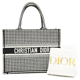 Dior-Dior Book Tote Medium Houndstooth Bag-White