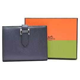 Hermès-Hermes Compact Bearn Wallet Dark Navy-Blue