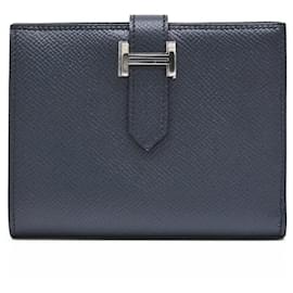 Hermès-Hermes Compact Bearn Wallet Dark Navy-Blue