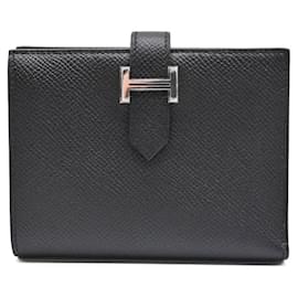 Hermès-Hermes Compact Bearn Wallet Black Leather-Black