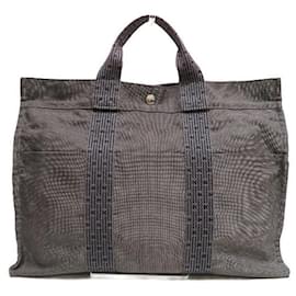 Hermès-Hermes Herline Canvas Tote Bag-Grey