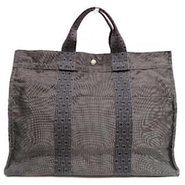 Hermès-Hermes Herline Canvas Tote Bag-Grey