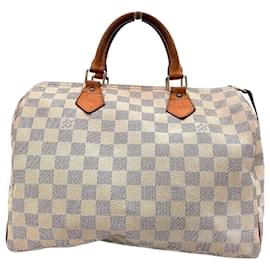 Louis Vuitton-Louis Vuitton Speedy 30 Damier Azur Handbag-White