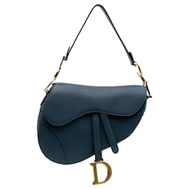 Dior-Dior Blue Leather Saddle Bag-Blue,Dark blue