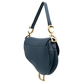 Dior-Dior Blue Leather Saddle Bag-Blue,Dark blue