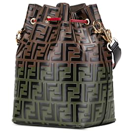 Fendi-Fendi Petit Mon Tresor seau en cuir embossé Zucca marron-Marron