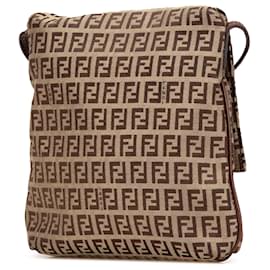 Fendi-Sac bandoulière en toile Zucchino marron Fendi-Marron,Beige