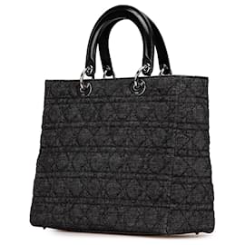 Dior-Dior Black Large Denim Cannage Lady Dior-Black
