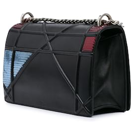 Dior-Dior Black Medium Lambskin Sequin Diorama Flap-Black
