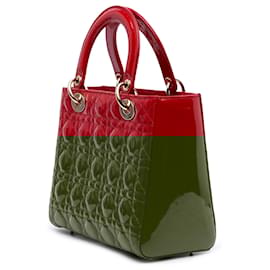 Dior-Dior Red Medium Patent Cannage Lady Dior-Red