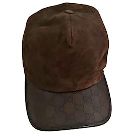 Gucci-Autêntico Gucci Raro Tom Ford Camurça Guccissima Boné Interior Horsebit-Marrom