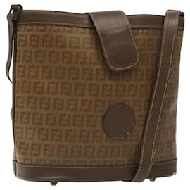 Fendi-Sac à épaule en toile Zucchino FENDI PVC vintage beige Auth gh043-Beige