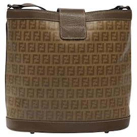 Fendi-Sac à épaule en toile Zucchino FENDI PVC vintage beige Auth gh043-Beige
