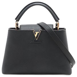 Louis Vuitton Borsa Capucines PM in pelle Taurillon nera a 2 modi Nero