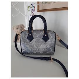 Louis Vuitton-Speedy Bandoulière 20 Monoglam Blue with LV invoice-Navy blue