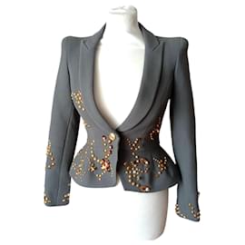 Autre Marque Giacca con strass e borchie Grigio