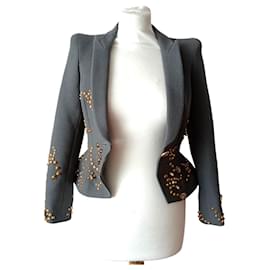 Autre Marque-Chaqueta con Pedrería y Tachuelas-Grey