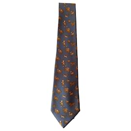 Hermès Corbata de seda Gris
