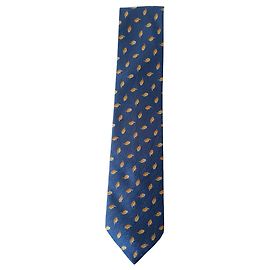 Hermès Corbata de seda Azul