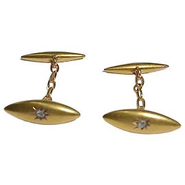 Autre Marque Antike Manschettenknöpfe mit Diamant aus 18K Gold Andere