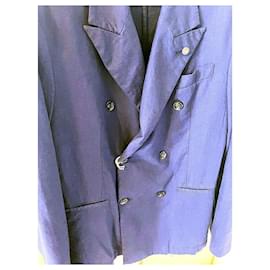Autre Marque-Officna36 male summer linen blend blazer-Blue