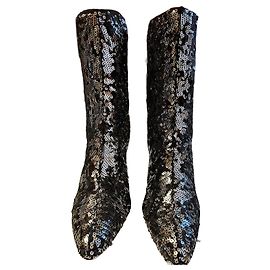Botins de couro e strass Aquazzura Multicor